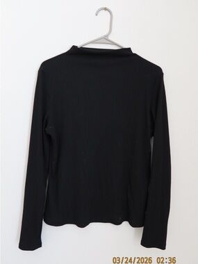 a new day Black Ribbed Long-Sleeve Mock Neck Top